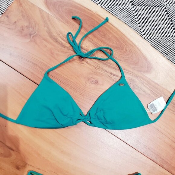 O’Neill Saltwater Teal Triangle Bikini + Ruched Cheeky Bikini Bottom Set - Picture 3 of 10